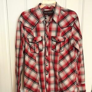 Plaid Western-Style Snap-front shirt, sz L